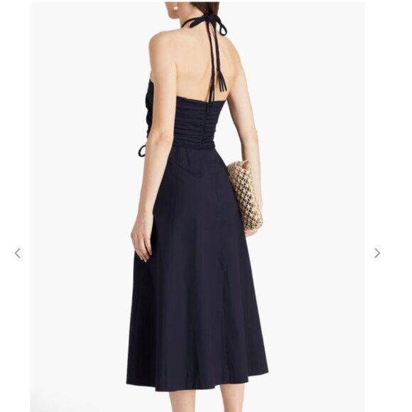 VERONICA BEARD Tucker Ruched Halter Midi Dress Size 10 - Picture 2 of 9